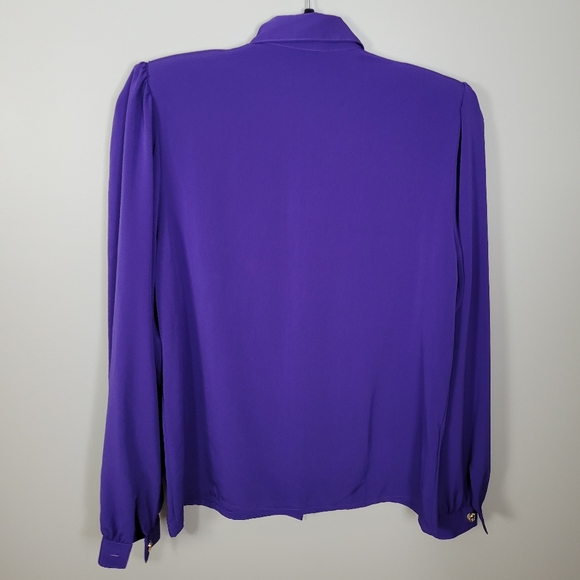1980s purple puff sleeve statement blouse - Picture 8 of 8